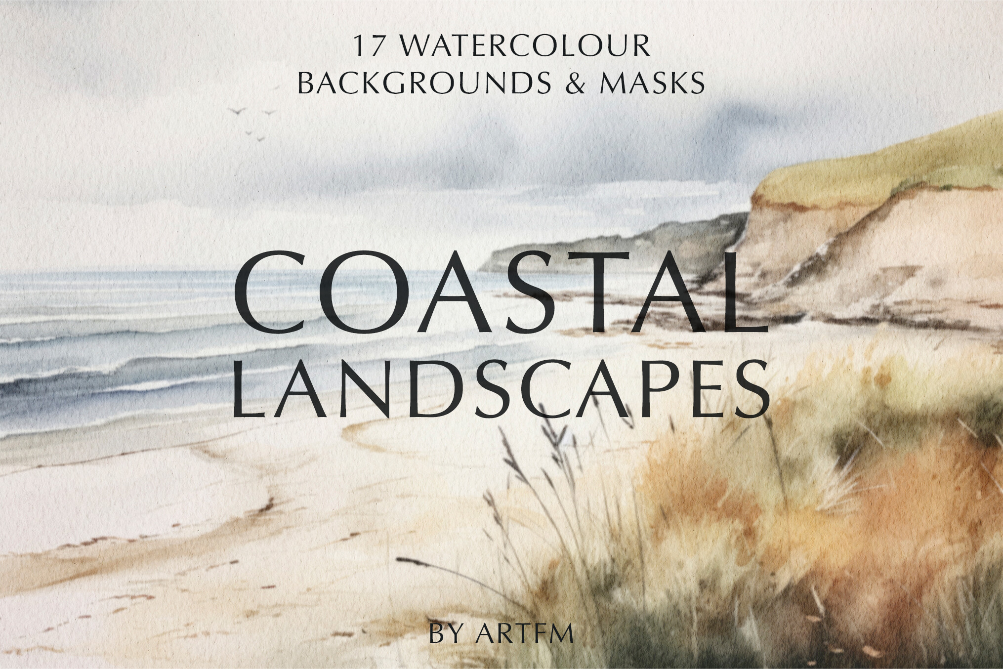 Watercolor Coastal Landscape Backgrounds