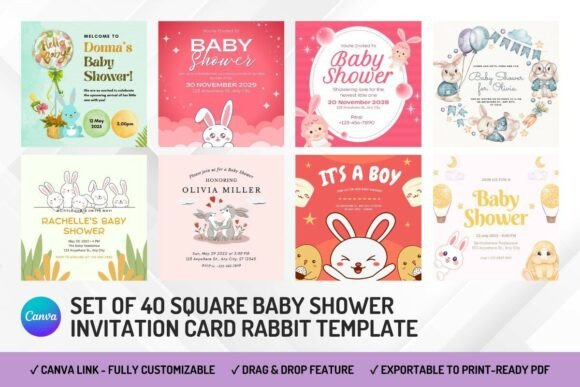 40 Baby Shower Invitation Canva Template