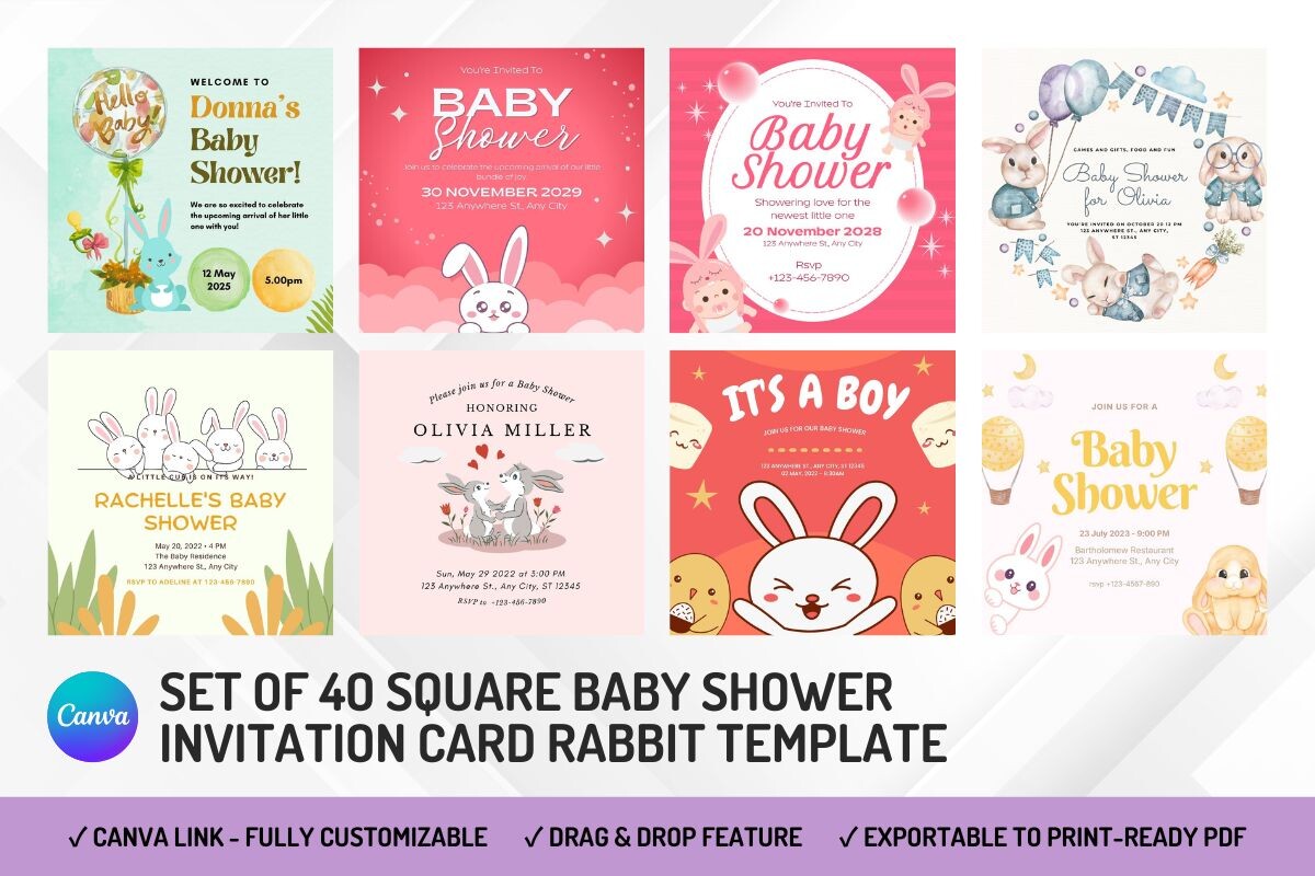 40 Baby Shower Invitation Canva Template