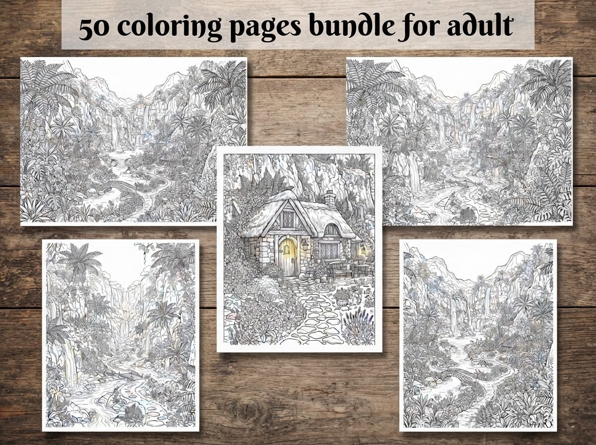 50 Hidden Summer Sanctuary Coloring Page