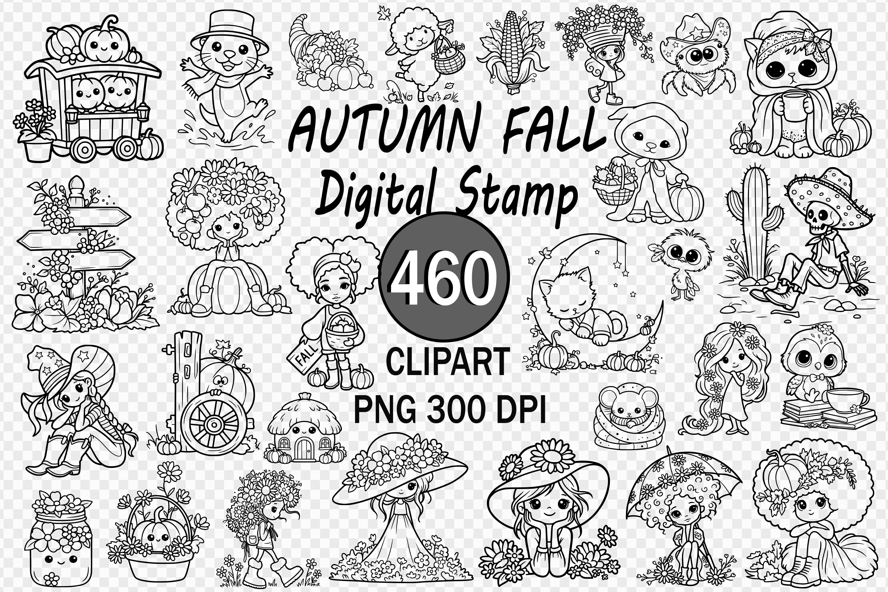 Autumn Digital Stamp Clipart Bundle
