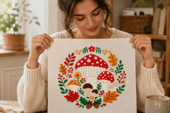 Autumn Mushroom Cross Stitch PDF