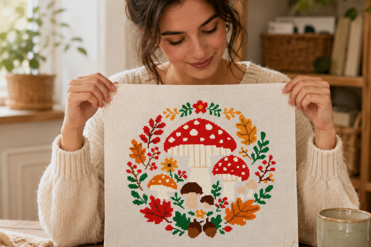 Autumn Mushroom Cross Stitch PDF