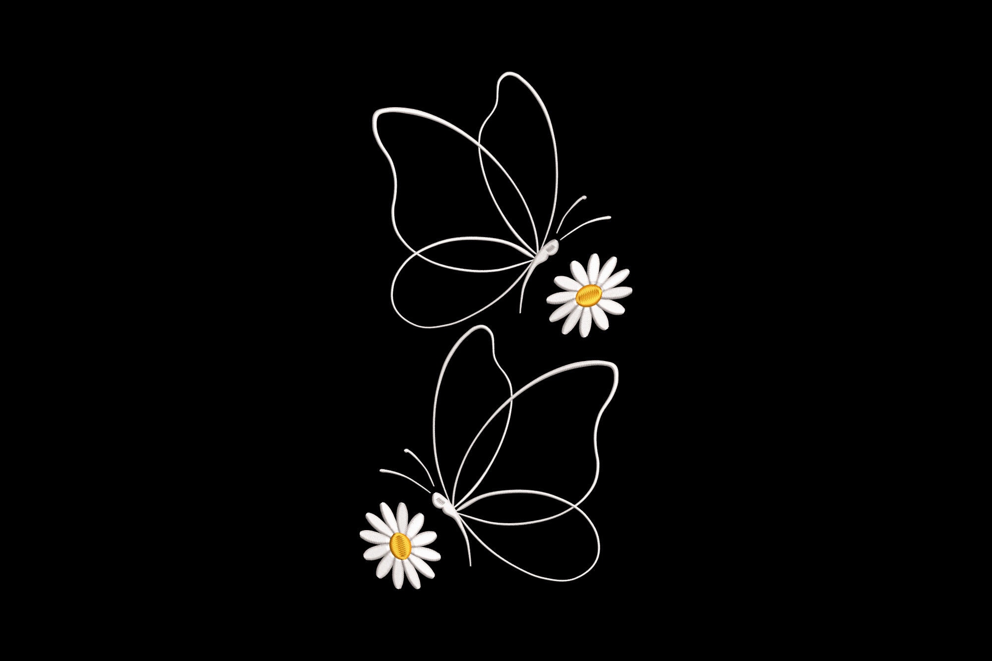 Butterflies with Daisy Flowers