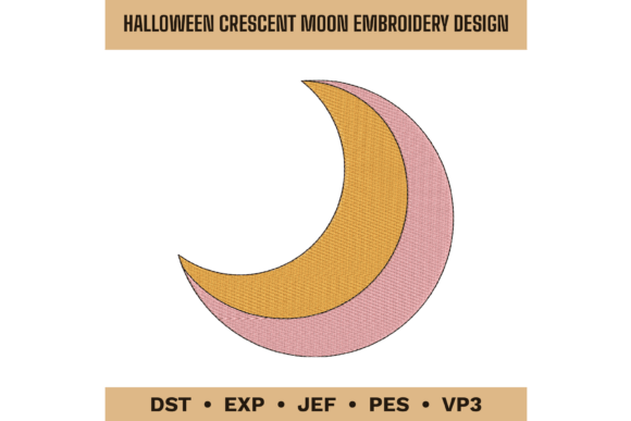 Crescent Moon Embroidery Design