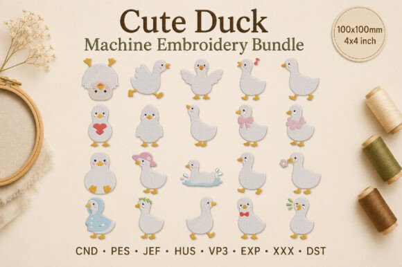Cute Duck Machine Embroidery Bundle