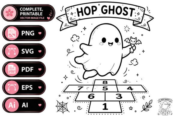 Cute Hop Ghost Halloween T-shirt Design