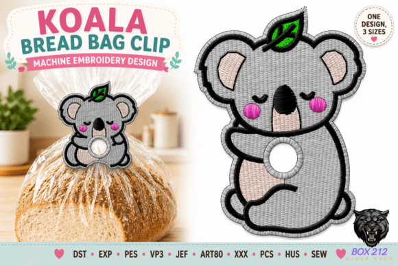 Cute Koala Bread Bag Clip Embroidery