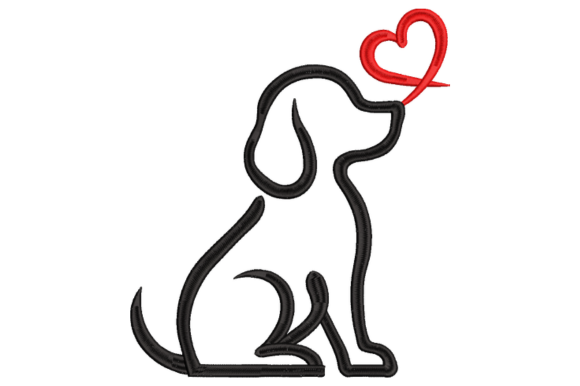 Dog Heart Embroidery Design