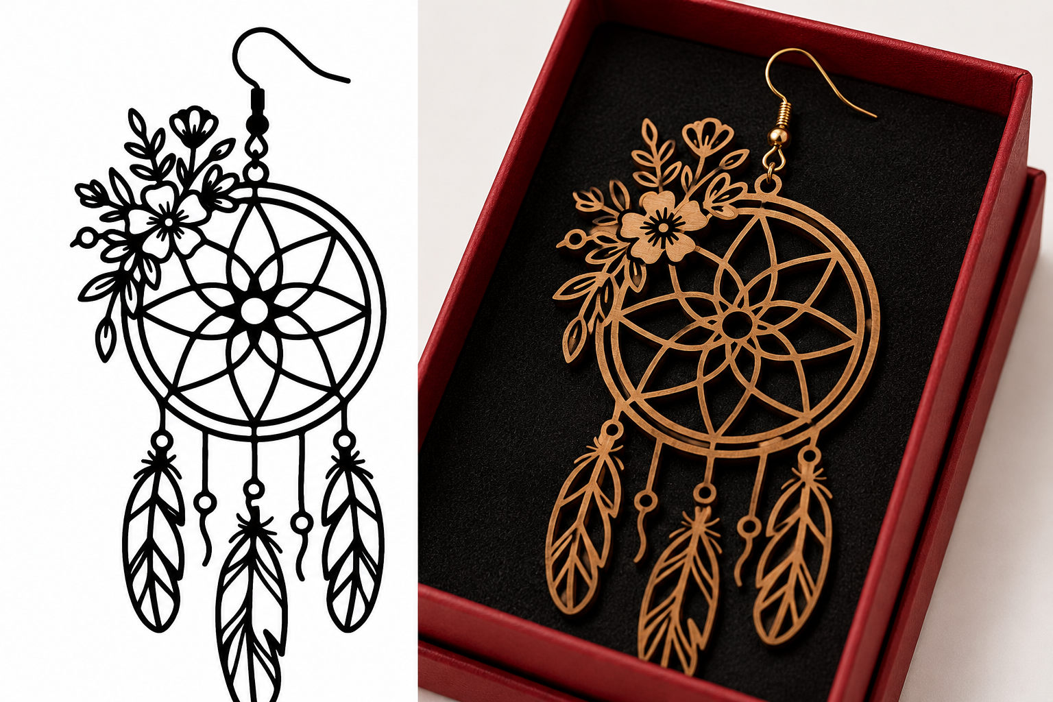 Dreamcatcher Floral Laser Cut Earrings