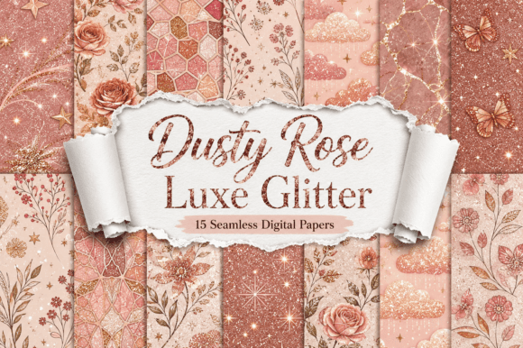 Dusty Rose Luxe Glitter Digital Papers