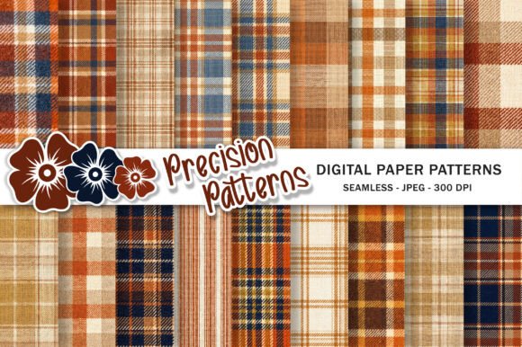 Fall Plaid Digital Paper Backgrounds