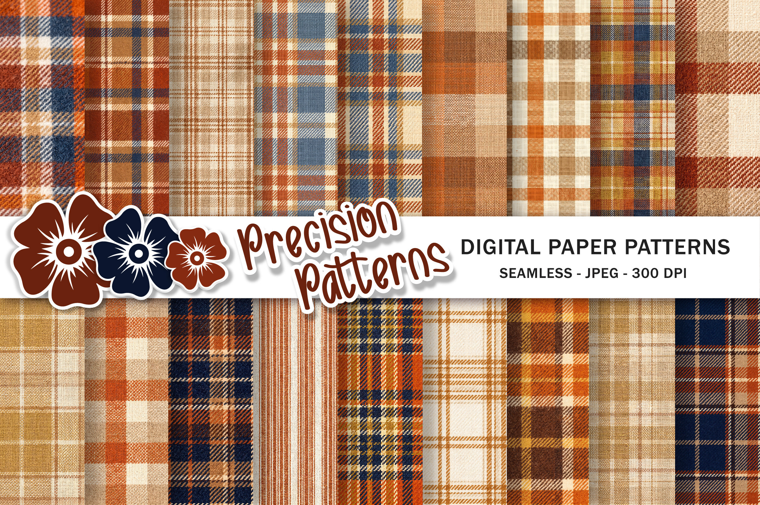 Fall Plaid Digital Paper Backgrounds