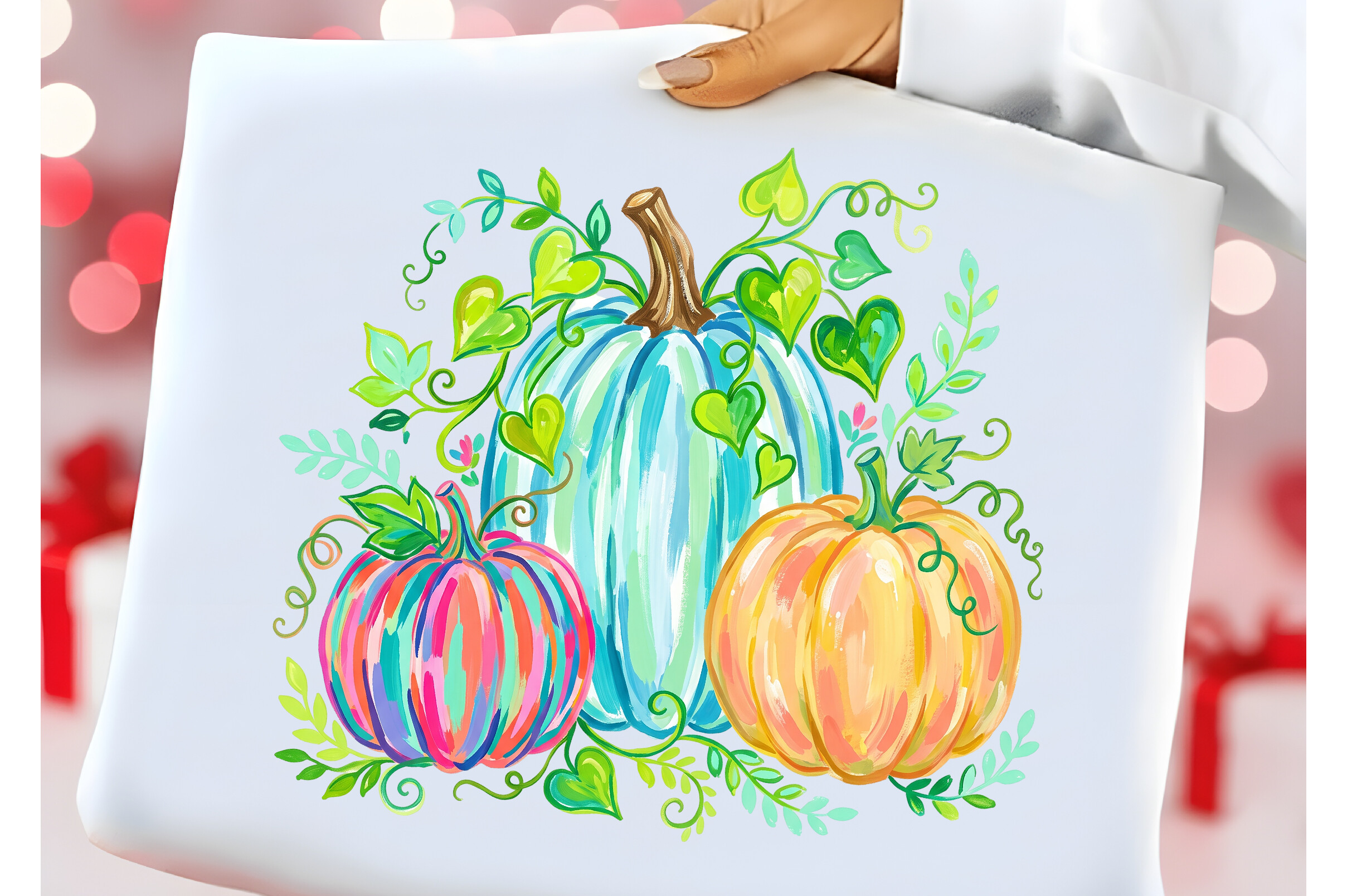 Hand Painted Pumpkin Trio Autumn PNG