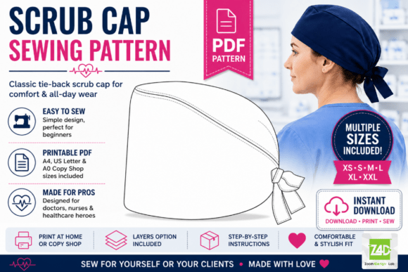 Hospital Scrub Cap DIY Patterns PDF