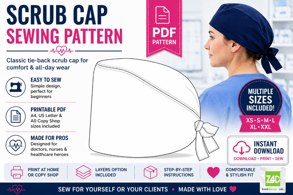 Hospital Scrub Cap DIY Patterns PDF
