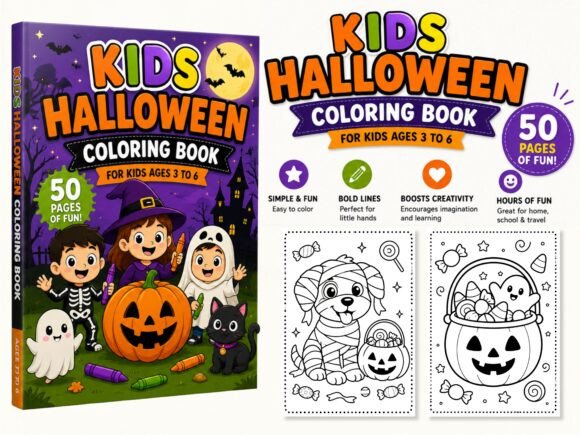 Kids Halloween Coloring Book: 50 Simple Pages for Ages 3-6 | Bold Outlines & Friendly Ghosts