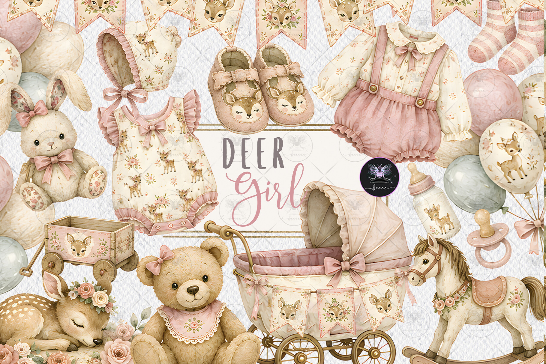 Little Deer Girl Baby Clipart - photo 1
