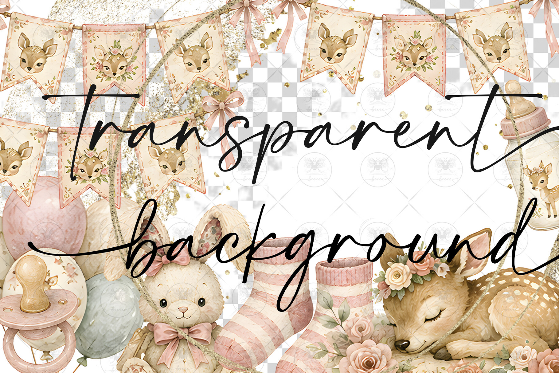 Little Deer Girl Baby Clipart - photo 2