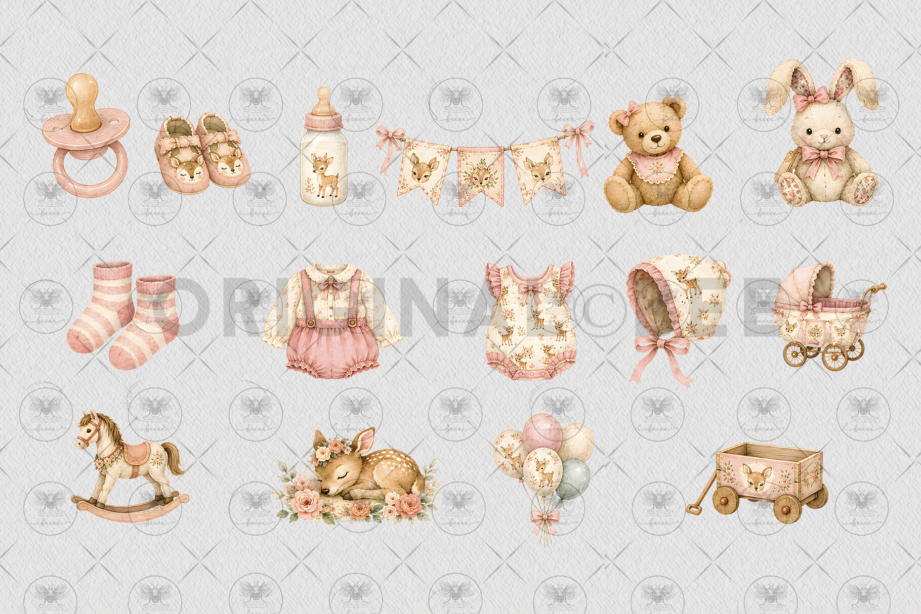Little Deer Girl Baby Clipart - photo 3