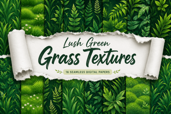 Lush Green Grass Textures Digital Papers
