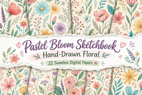 Pastel Bloom Sketchbook Hand-Drawn Flora
