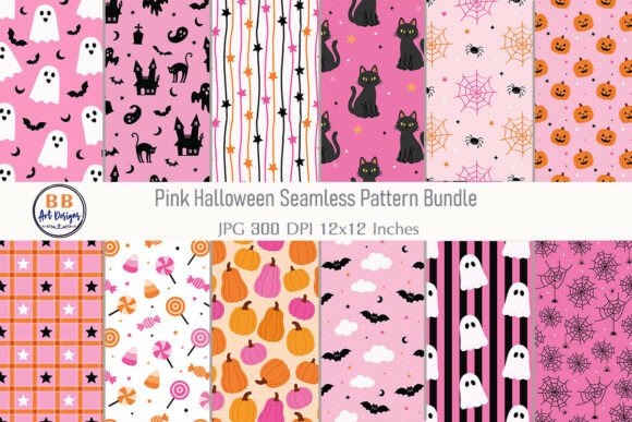 Pink Halloween Pattern Paper Background