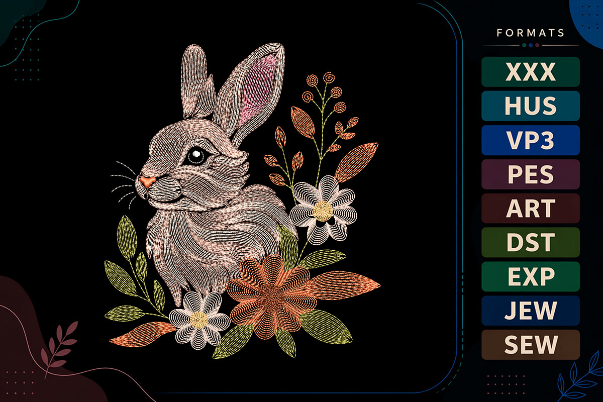 Ripple Floral Bunny Portrait