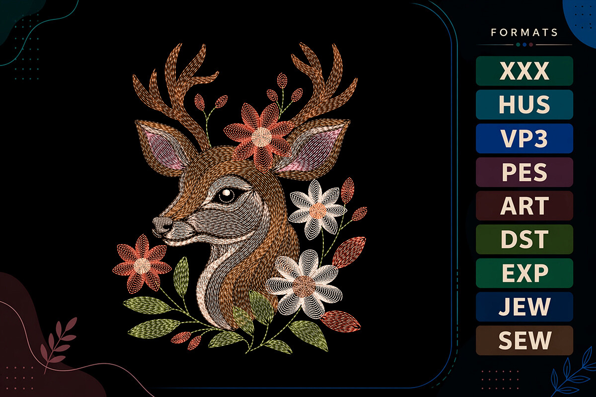 Ripple Floral Deer Portrait