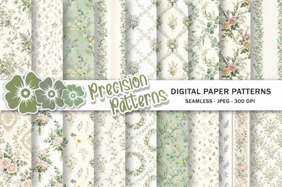 Sage Green Floral Digital Paper