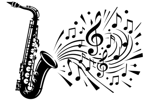 Saxophone Music Notes SVG Design File