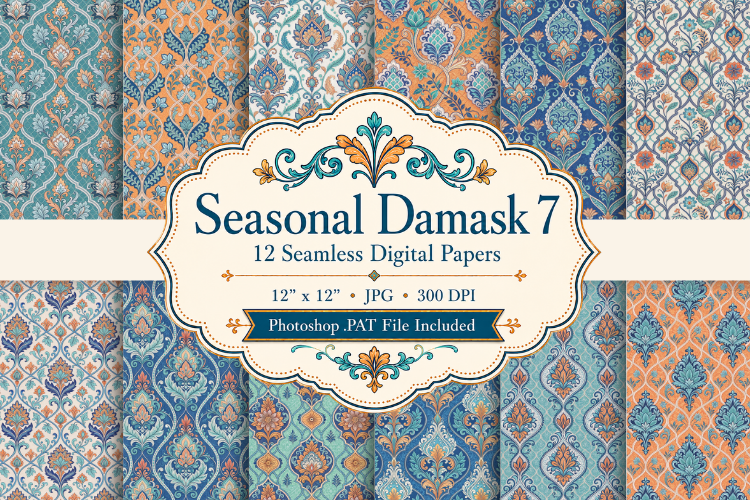 Seasonal Damask Papers & Patterns 7