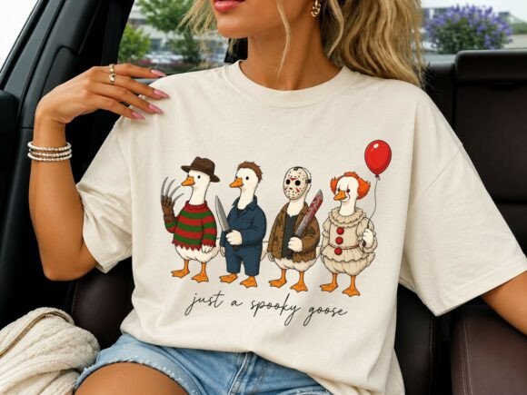 Spooky Goose Horror Halloween PNG Tee
