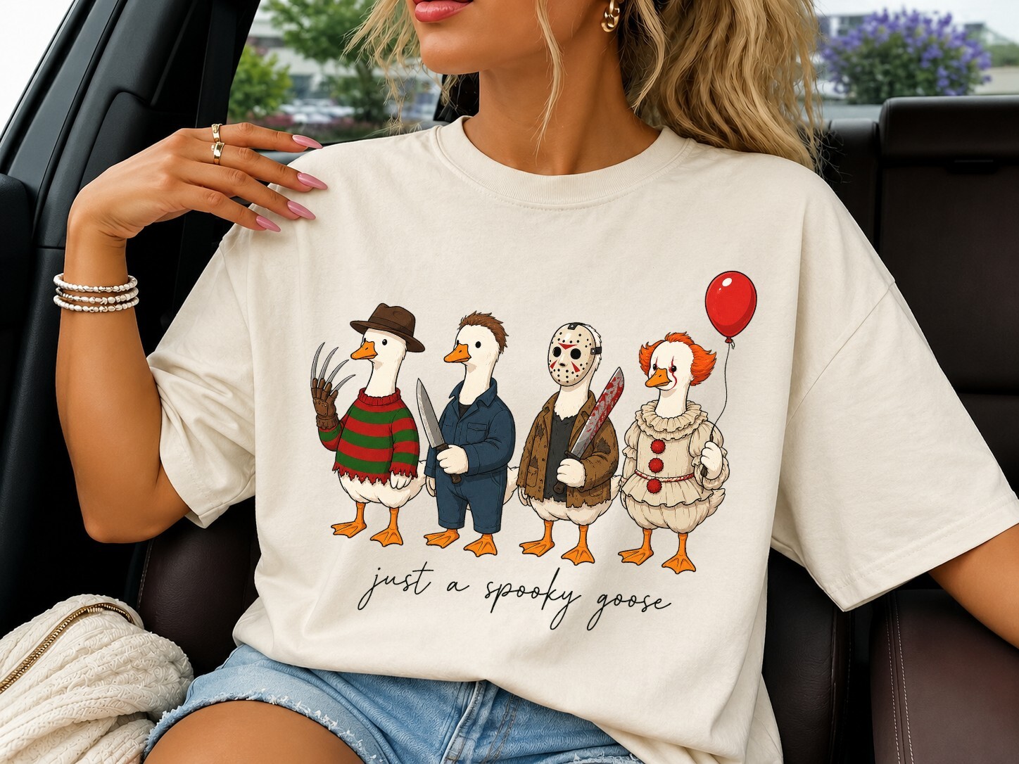 Spooky Goose Horror Halloween PNG Tee