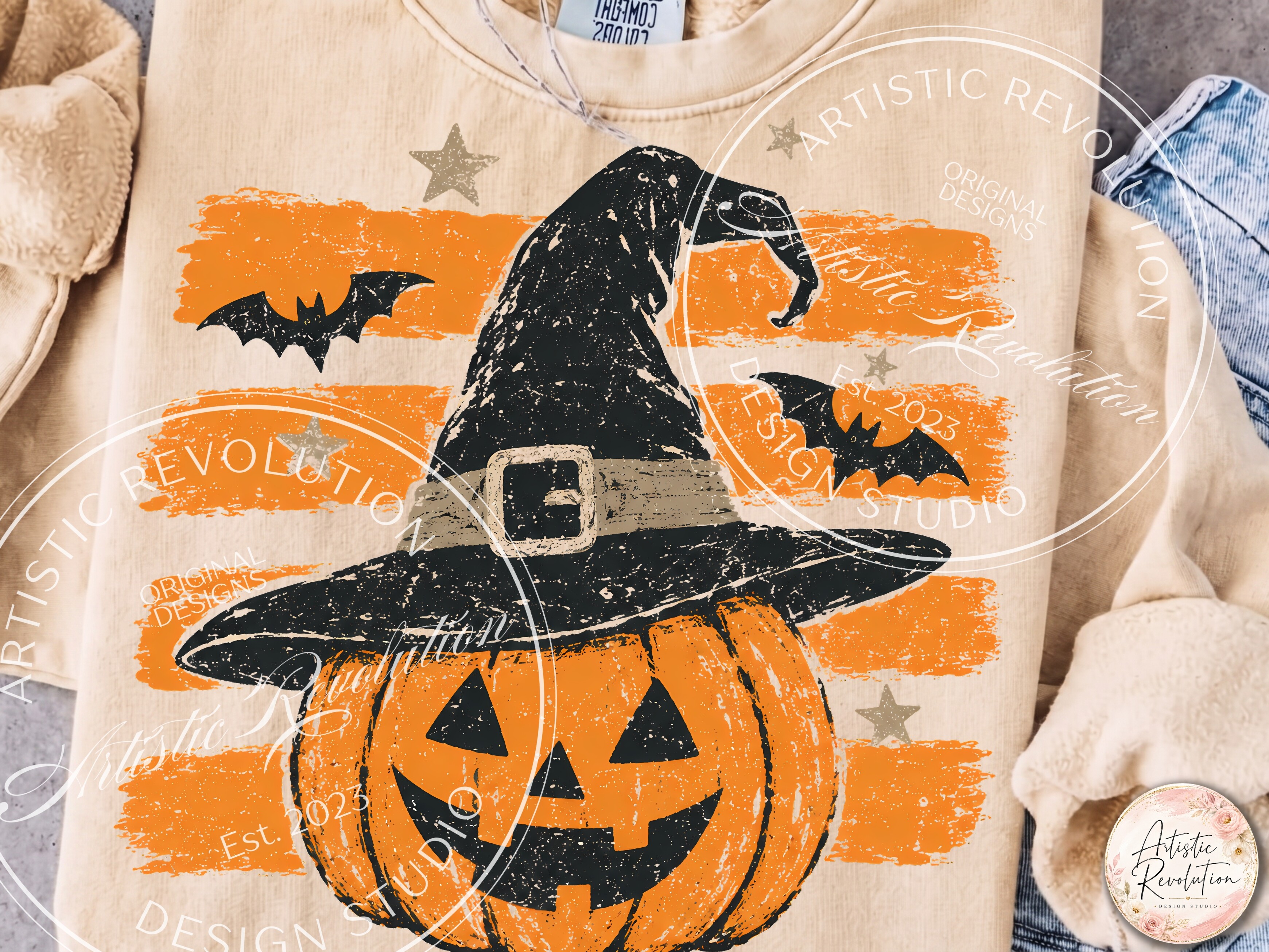 Striped Vintage Halloween Pumpkin PNG