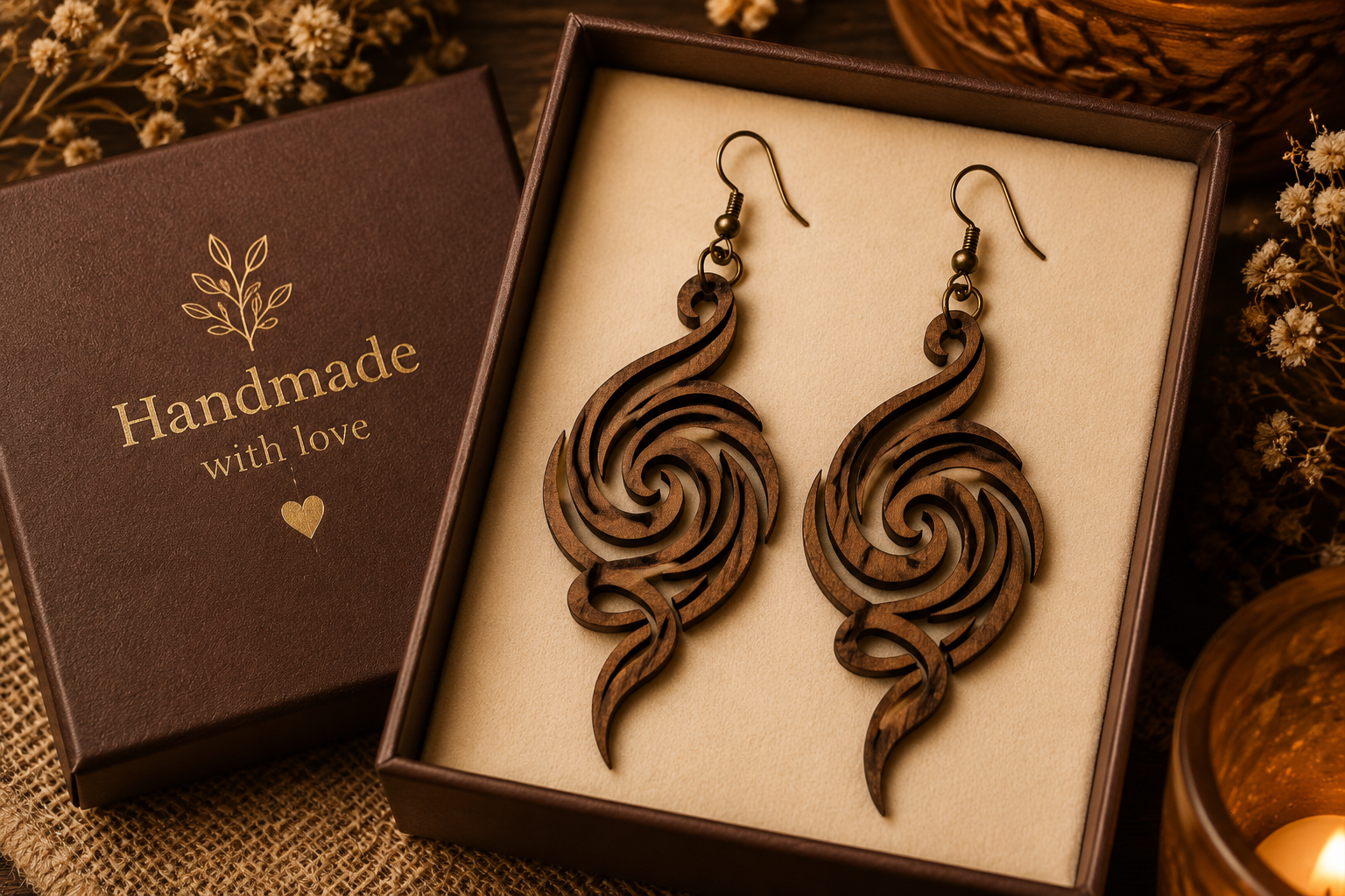 Swirl Spiral Earring Laser Cut Design