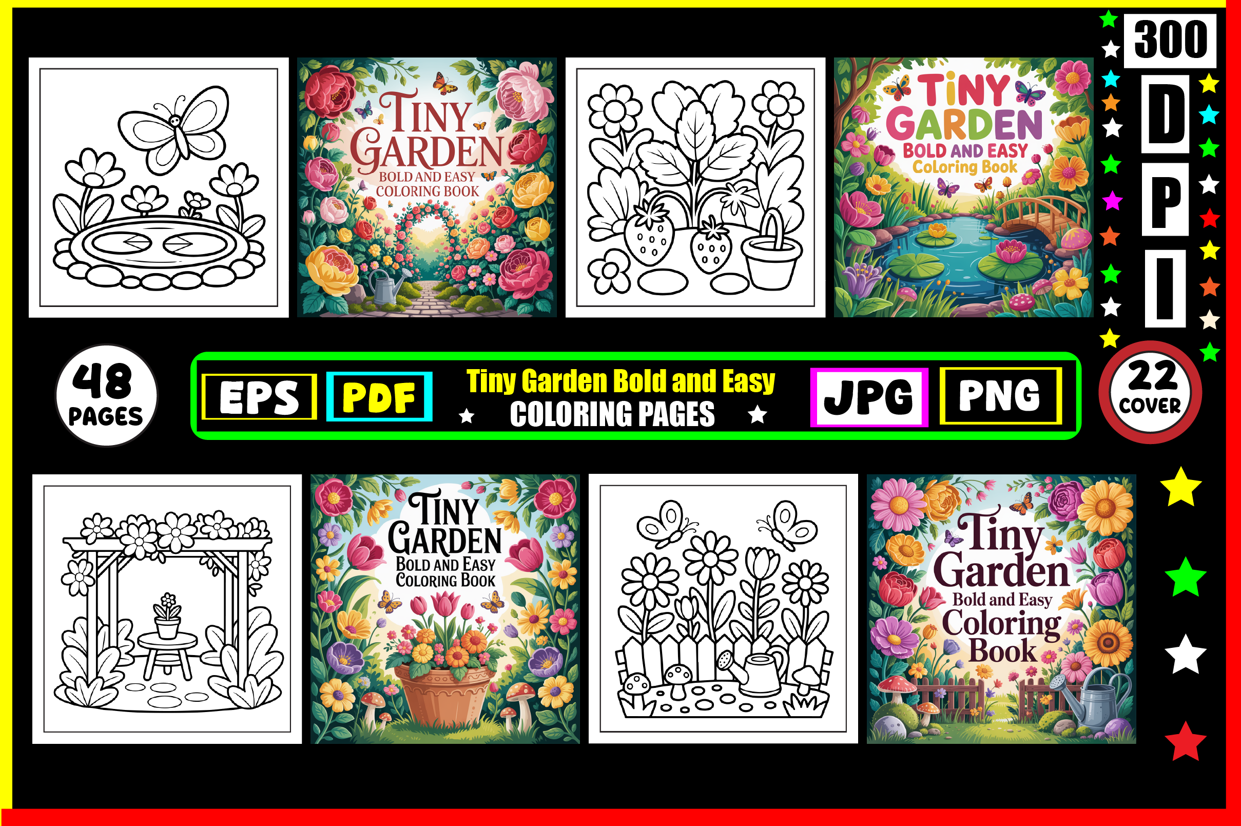 Tiny Garden Bold and Easy Coloring Pages