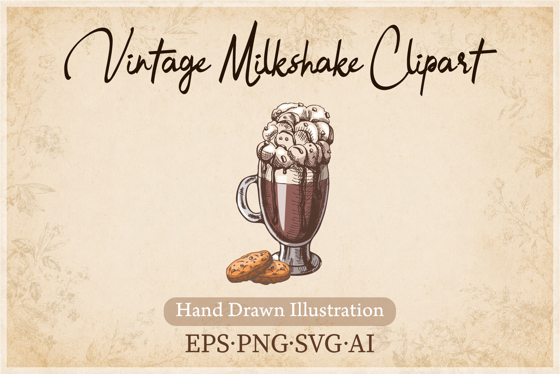 Vintage Milkshake Clipart PNG SVG AI