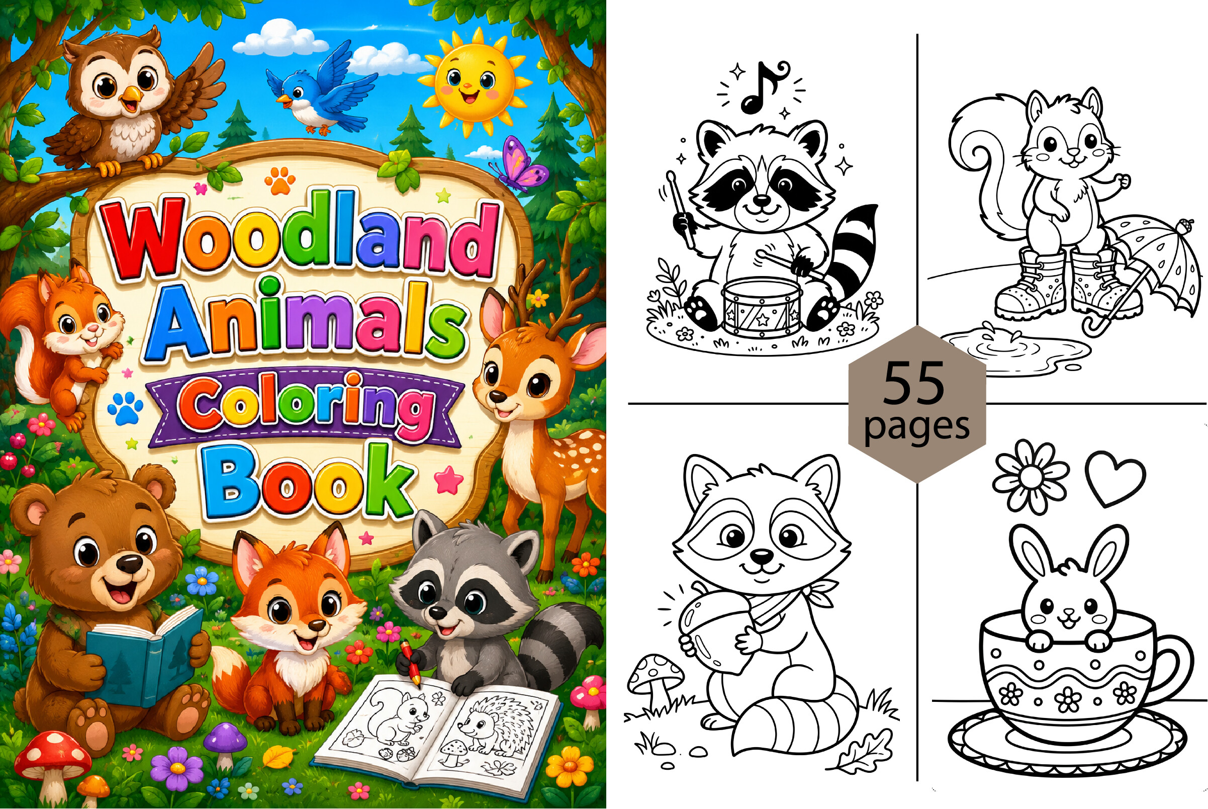 Woodland Animals Coloring Book