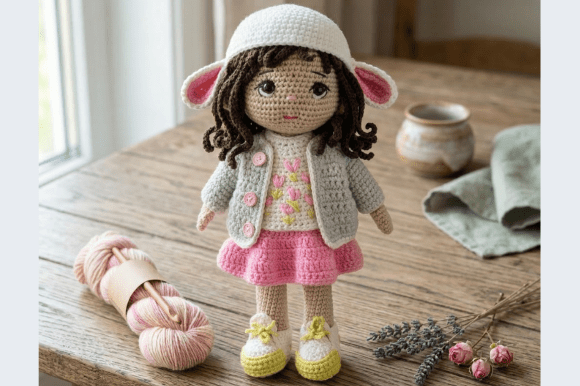 Amigurumi Lamb Hat Doll Crochet Pattern