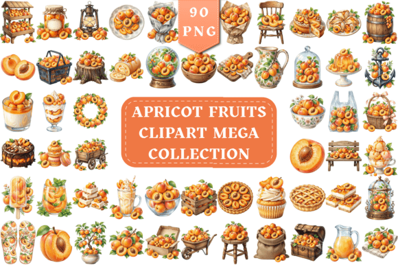 Apricot Fruit Watercolor Mega Collection
