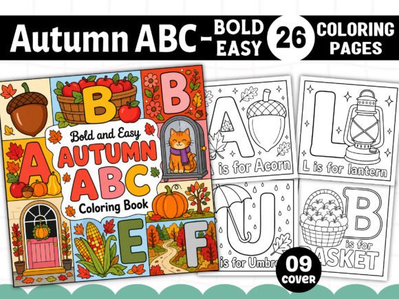 Autumn ABC Bold and Easy Coloring Book