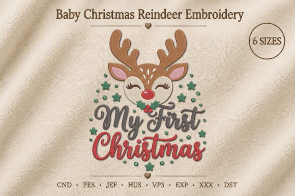 Baby Christmas Reindeer Embroidery
