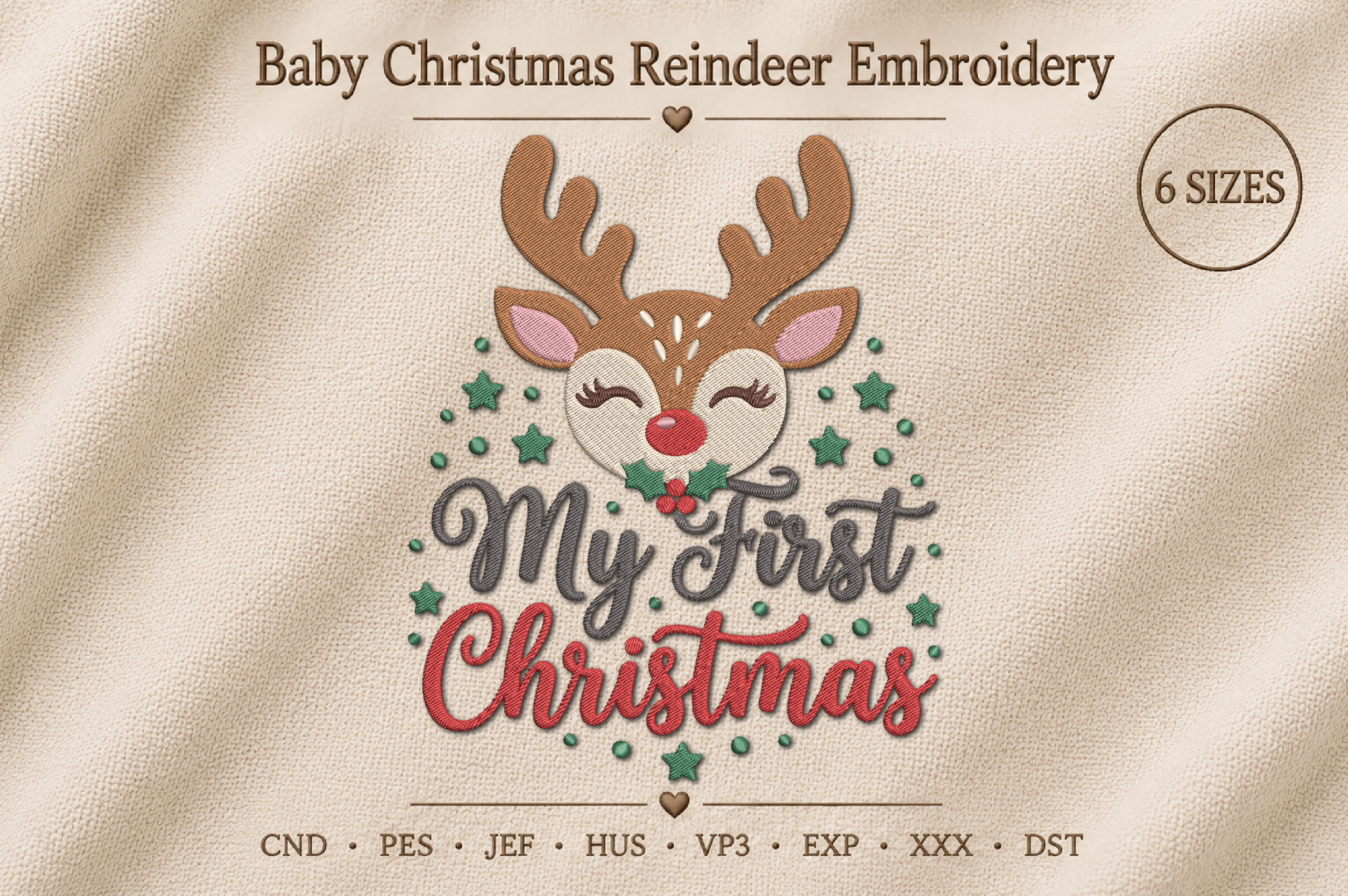 Baby Christmas Reindeer Embroidery