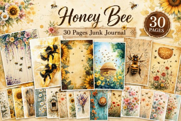 Bee & Wildflower Junk Journal Papers