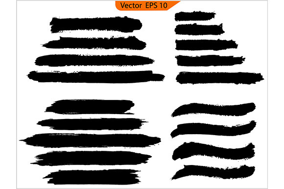 Black Vector Brush Stroke Set