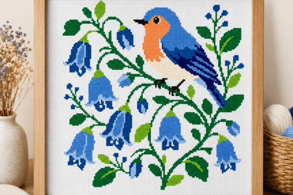 Bluebird Bluebell Cross Stitch