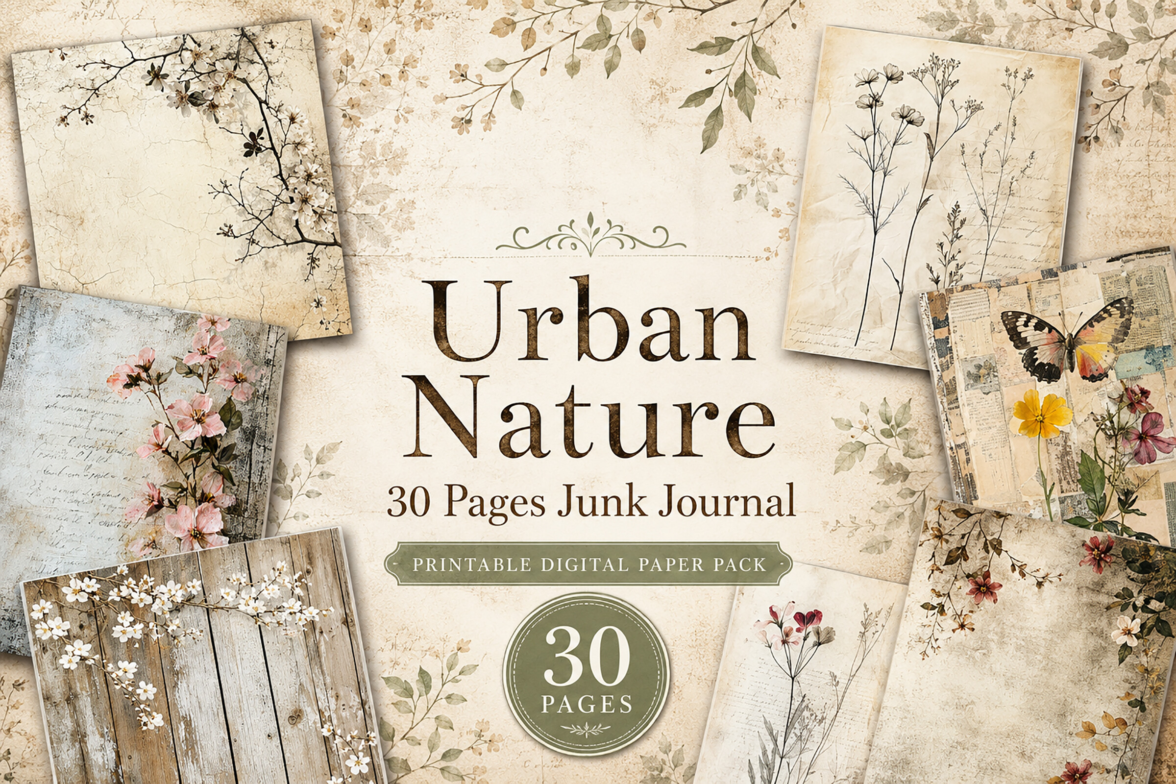 Botanical Floral Junk Journal Papers
