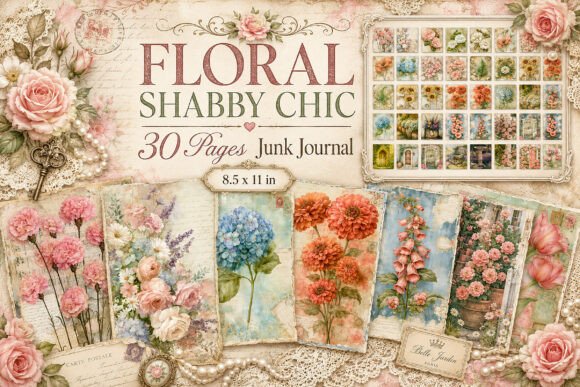 Botanical Rose Junk Journal Papers