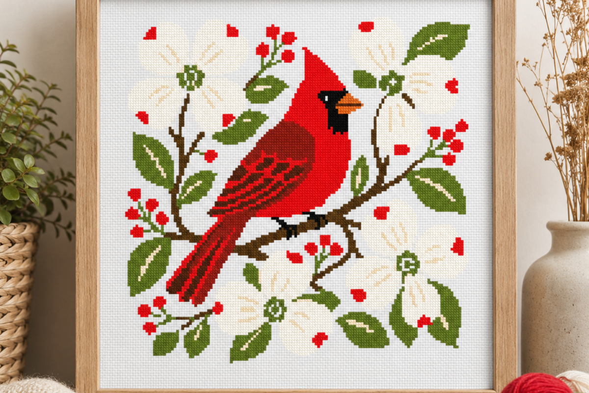Cardinal Bird Cross Stitch Pattern